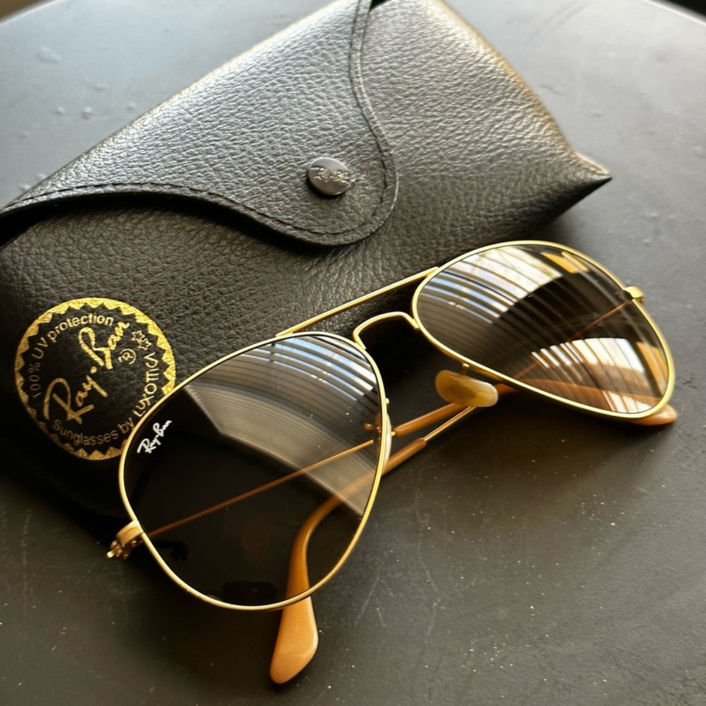 Ray Ban Gold Rimmed Sunglasses
